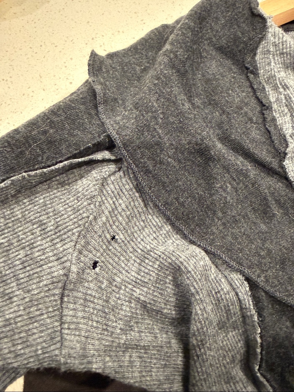 Anthropologie TINY Brand Boho Patchwork Tie-Front Sweater Jacket - Gray Multi - Picture 7 of 9
